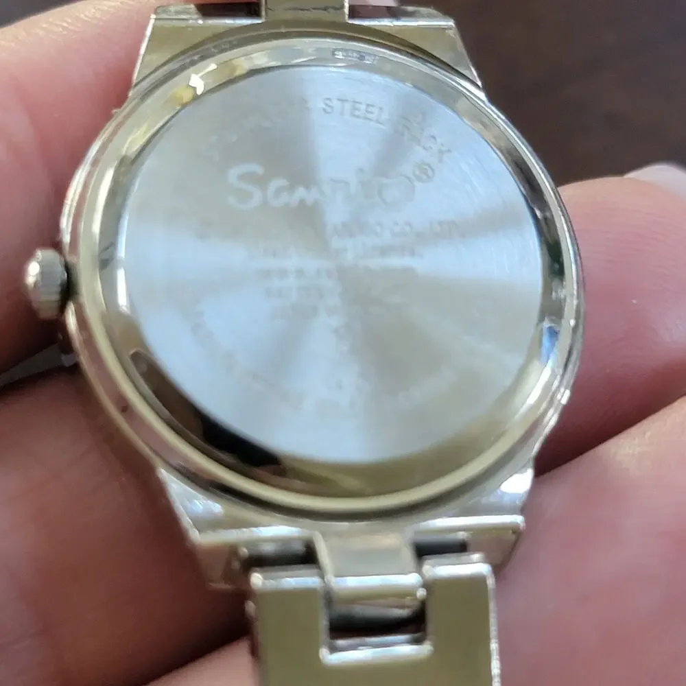 Hello Kitty Silver Watch Pink Heart Rhinestone Dial Women Bracelet Style Cute - Picture 6 of 10